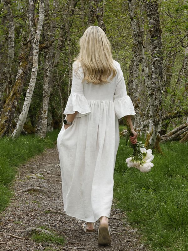 India vit boho chic klänning