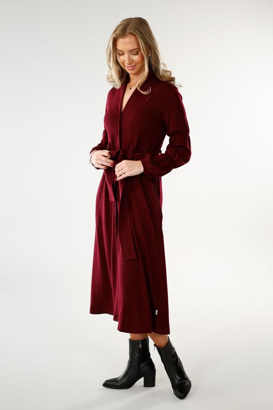 Antonette burgundy merinoull klänning