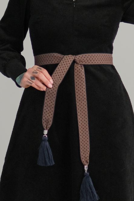 Huvudbild Belt ribbon hexagon blue brown 4 cm