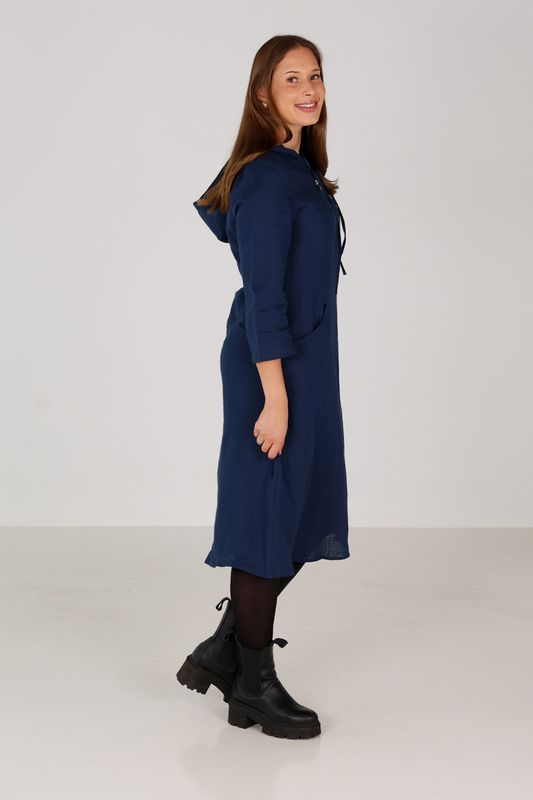 Berta marineblå sporty linneklänning