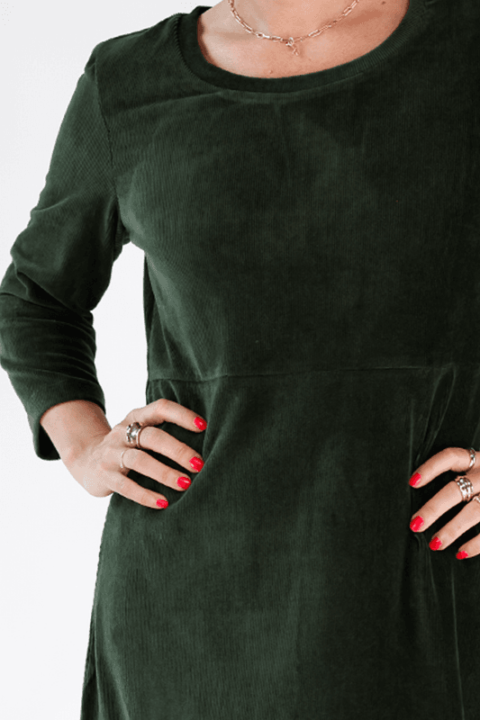 Elli klänning babycord combogrön