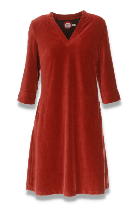 Huvudbild Saga rust velourklänning med fickor