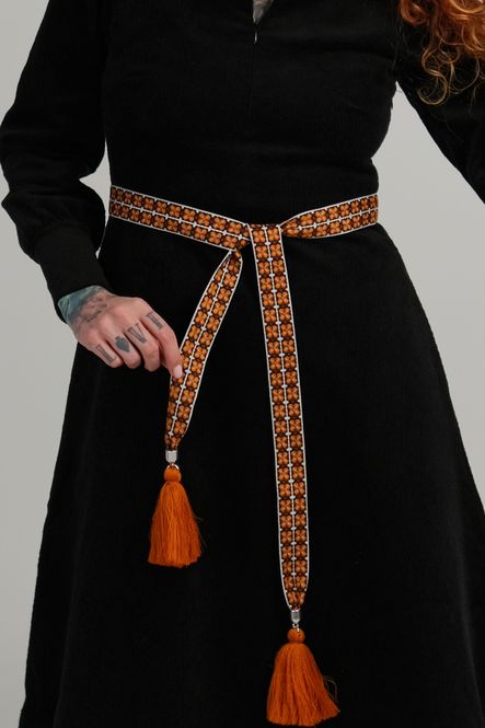Huvudbild Belt ribbon orange, brown grey 3,5 cm
