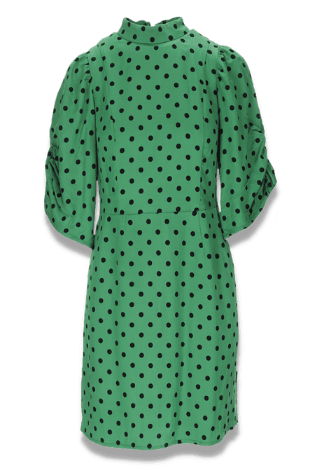 Huvudbild Bella grön och svart polkadot klänning