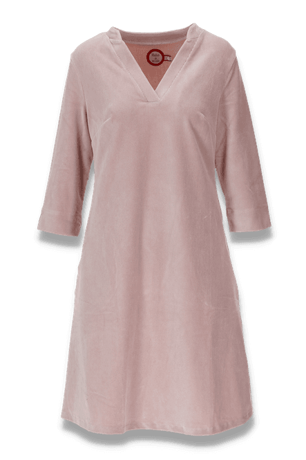 Huvudbild Saga pastellrosa velourklänning med fickor