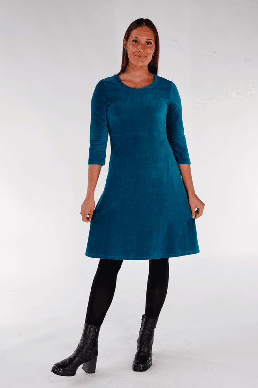 Elli klänning babycord petrol