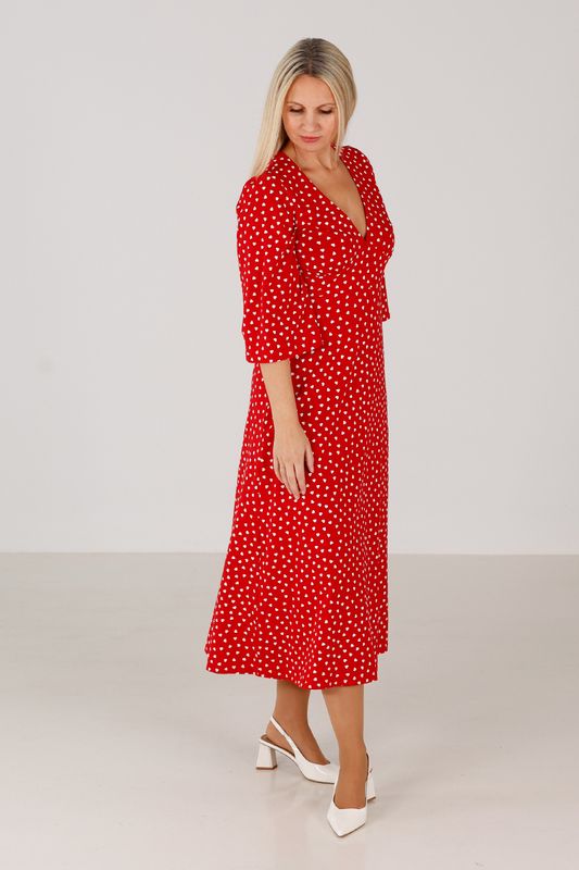 Babette rödvit hjärtklänning