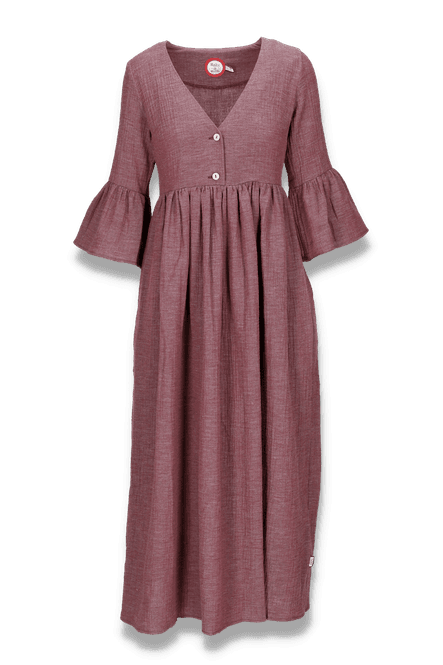 Huvudbild India berry melange boho chic klänning