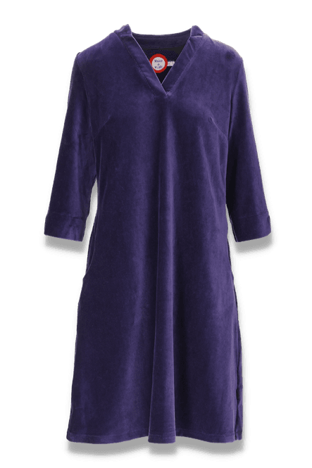 Huvudbild Saga violett velourklänning med fickor