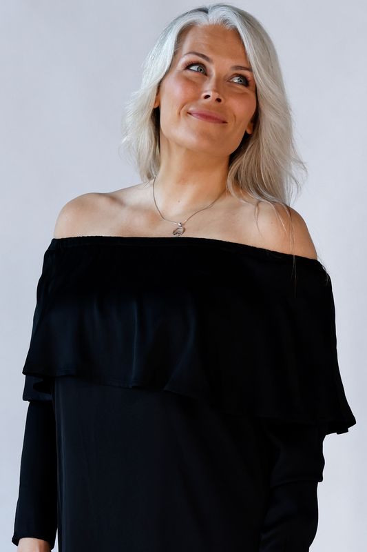 Palma svart elegant klänning i rayon