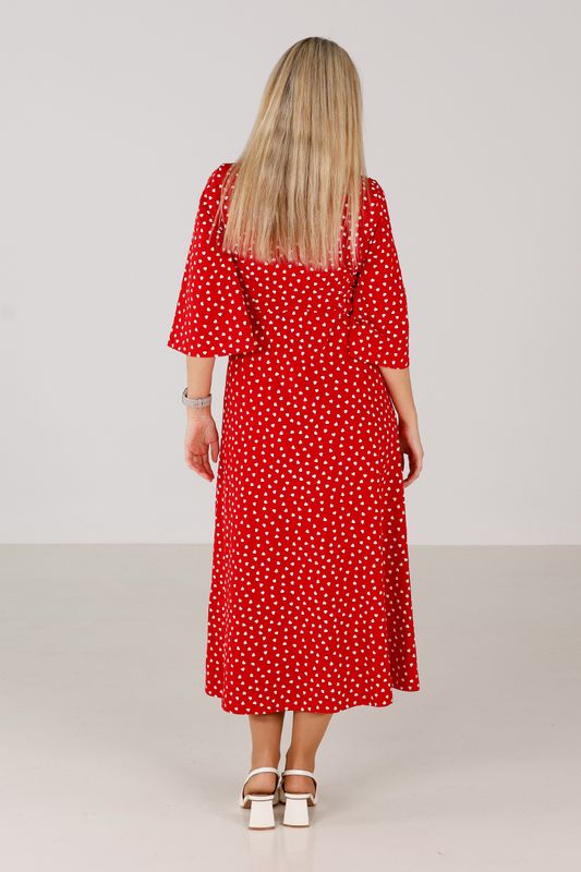 Babette rödvit hjärtklänning