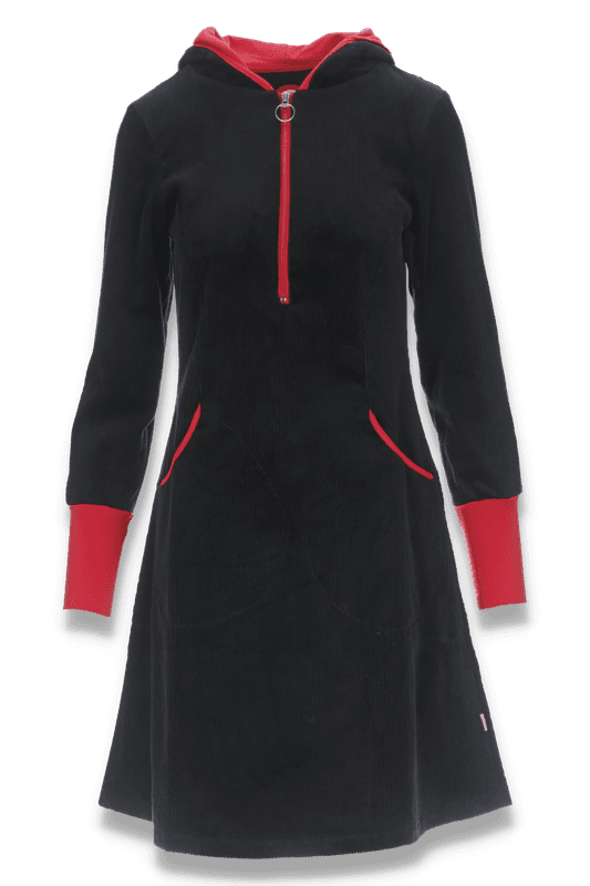 Bianca svart och röd huvklänning