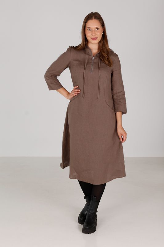 Berta wood sporty linneklänning