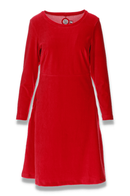 Huvudbild Anja basklänning i röd babycord