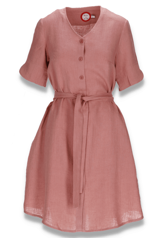 Alberte peach skjortklänning i linne