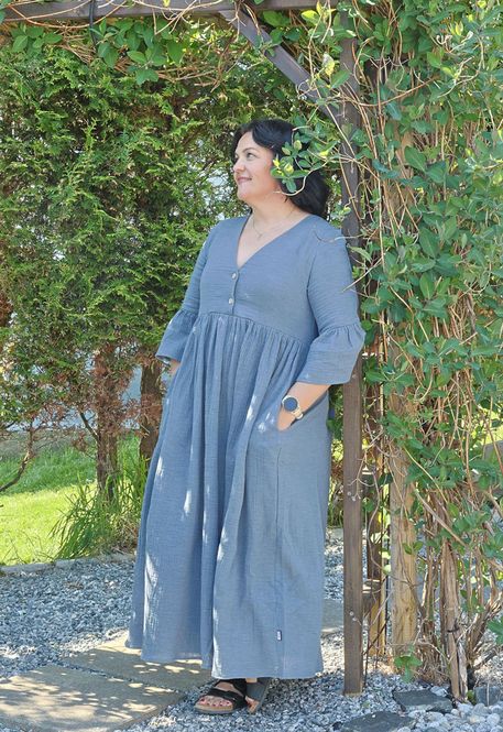 Huvudbild India jeansblue  melange boho chic klänning