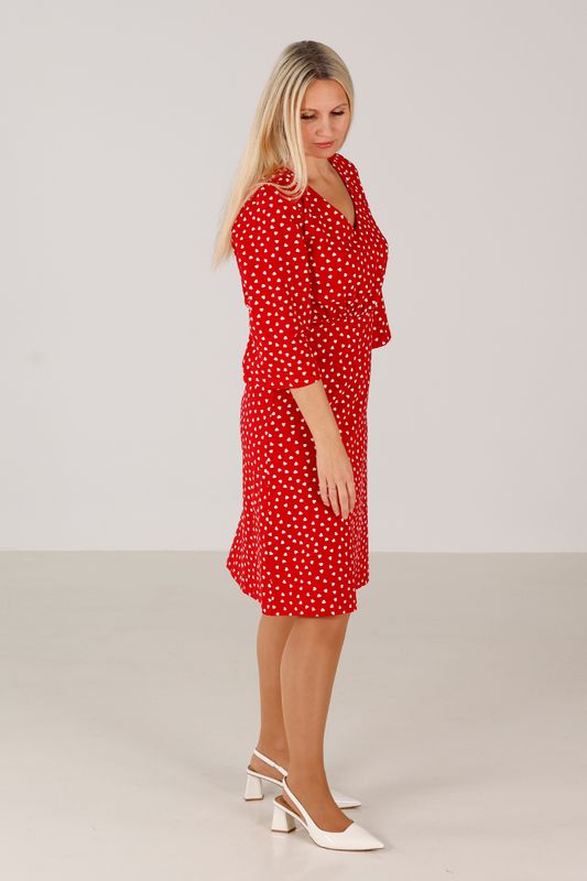 Camilla rödvit hjärtklänning